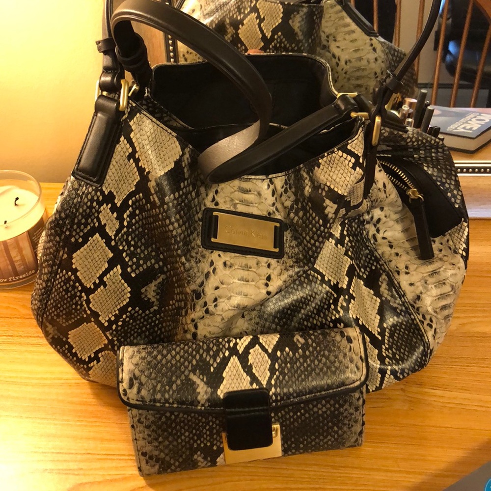 Calvin Klein snakeskin purse and wallet